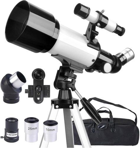 Telescop Astronomic Misilmp cu Obiectiv de 70mm - Telescop Refractor de 400mm cu Suport Telefon, Geantă de Transport și Trepied