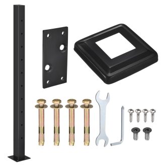   sourcing map 304 Rozsdamentes Acél Korlátoszlop Fedélzeti Lépcsőkorláthoz, Mattfekete, 36x2x2 hüvelyk, 10 Előfúrt Lyukkal, Fa Fedélzethez