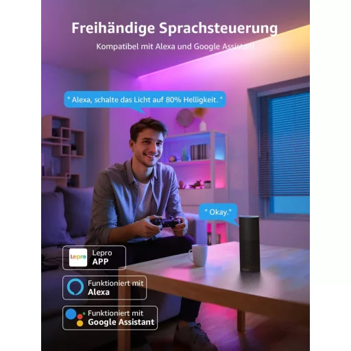 Lepro MagicColor RGBIC 5m okos LED szalag Alexa és Google kompatibilis