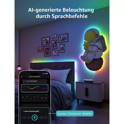 Bandă LED inteligentă RGBIC Lepro MagicColor, 5m, compatibilă cu Alexa și Google