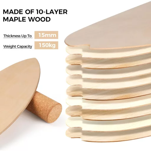 Cowiewie Balance Board 15mm + Rolă Plută 10mm, Sarcină Maximă 150kg, Pentru Surf și Skateboard