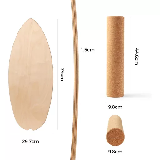 Cowiewie Balance Board 15mm + Rolă Plută 10mm, Sarcină Maximă 150kg, Pentru Surf și Skateboard