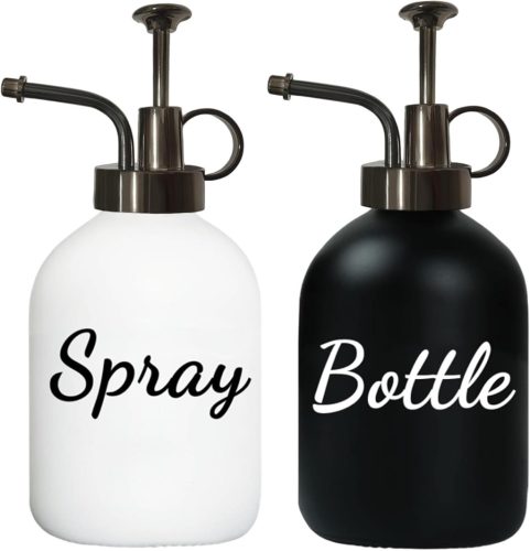 BIKALAN Üveg Permetező Palack Pozsgás Növényekhez - 350 ml Matt Fekete-Fehér Retro Dizájn Virágokhoz, Kaktuszokhoz, Irodai és Kerti Használa