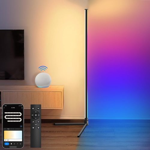 Weilim Lampă de podea RGB 156 cm - Lampă LED inteligentă cu telecomandă, temporizator, compatibilitate Alexa și Google Assistant, 16 milioane de culori, M muzical.