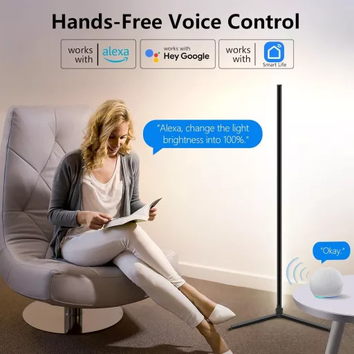 Weilim RGB Stojacia lampa 156 cm - Inteligentná LED lampa s diaľkovým ovládaním, časovačom, kompatibilná s Alexa a Google Assistant, 16 miliónov farieb, hudobné M