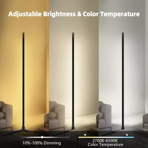 Weilim RGB Stojacia lampa 156 cm - Inteligentná LED lampa s diaľkovým ovládaním, časovačom, kompatibilná s Alexa a Google Assistant, 16 miliónov farieb, hudobné M