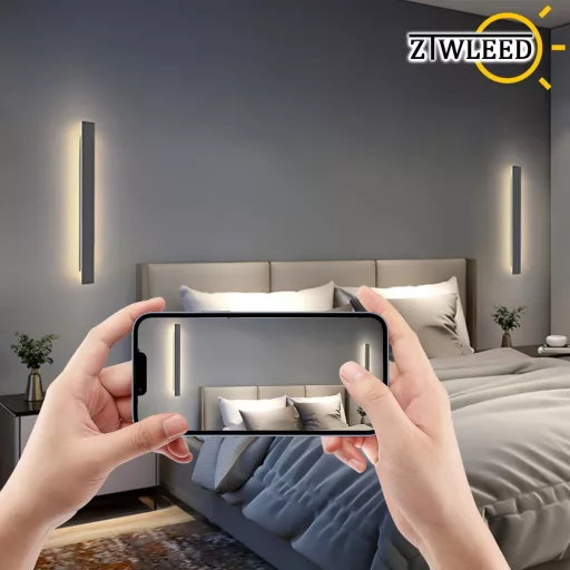 ZTWLEED Nástenné LED svietidlo 32W - s diaľkovým ovládaním, stmievateľné (10-100%), 80 cm, čierne, moderný dizajn do spálne, obývačky