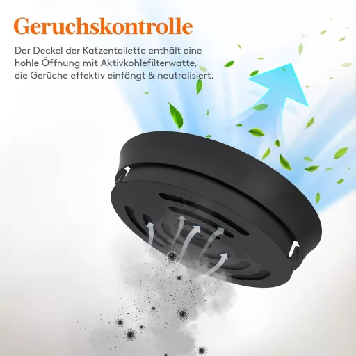 Lifewit XXL Macska WC Virágcserép Szűrővel és Lapáttal, Szagkontroll, Fekete