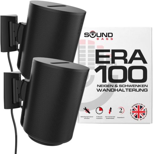 Sound bass ERA100 Čierny nástenný držiak – sada (2 ks) - Naklápací a otočný držiak pre reproduktor Sonos ERA 100, jednoduchá inštalácia