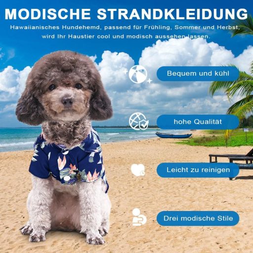 Voarge Hawaii Virágos Kutyapóló Fehér S - Lélegző Nyári Póló Kis-Közepes Kutyáknak Macskáknak