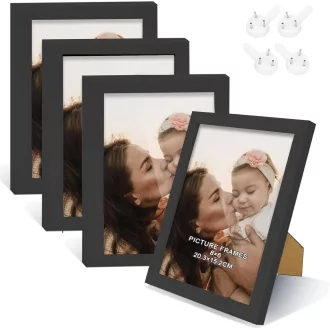   DMSELL Set okvira za slike 15 x 20 cm - 4 komada Crni Držač za slike Stolni i zidni ukras, za fotografije, Dekorativni dodatak za dom
