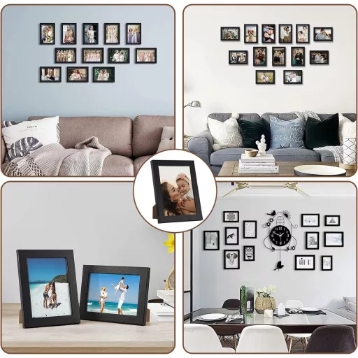 DMSELL Set okvira za slike 15 x 20 cm - 4 komada Crni Držač za slike Stolni i zidni ukras, za fotografije, Dekorativni dodatak za dom