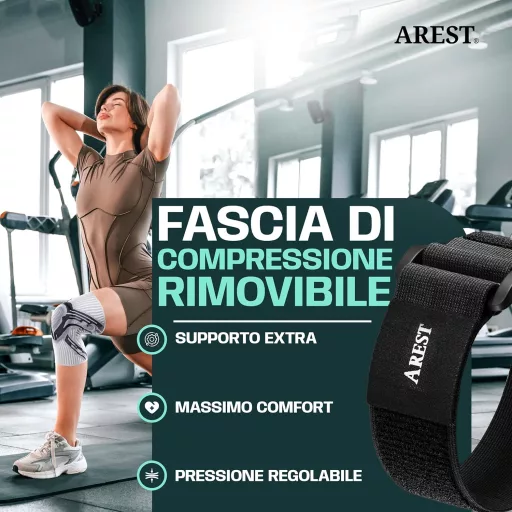 AREST Térdrögzítő Oldalsó Stabilizátorokkal – Kompressziós Térdzsinór Férfiaknak és Nőknek S