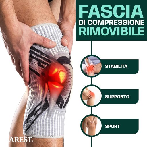 AREST Térdrögzítő Oldalsó Stabilizátorokkal – Kompressziós Térdzsinór Férfiaknak és Nőknek S