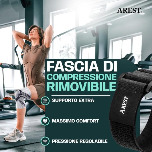 AREST Térdrögzítő Oldalsó Stabilizátorokkal – Kompressziós Térdzsinór Férfiaknak és Nőknek S