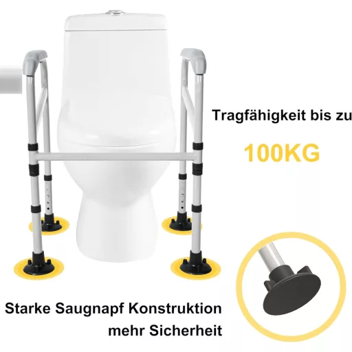 MYOYAY WC Kapaszkodó Keret Időseknek - Állítható Magasság, Fúrás Nélküli Telepítés, 100kg Teherbírás, Csúszásgátló Talpak, Fürdőszobai Bizto