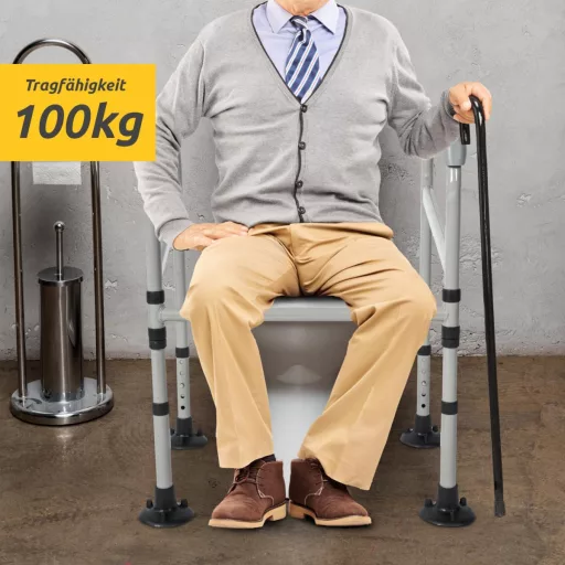 MYOYAY WC Kapaszkodó Keret Időseknek - Állítható Magasság, Fúrás Nélküli Telepítés, 100kg Teherbírás, Csúszásgátló Talpak, Fürdőszobai Bizto
