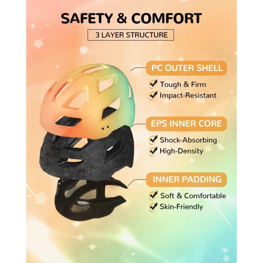 FUNWICT Gyerek Kerékpár Sisak 52-56 cm, Állítható Sportsisakok Fiúknak és Lányoknak