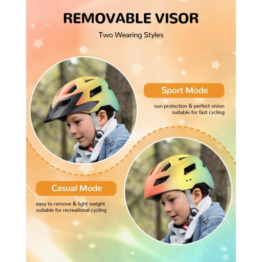 FUNWICT Gyerek Kerékpár Sisak 52-56 cm, Állítható Sportsisakok Fiúknak és Lányoknak