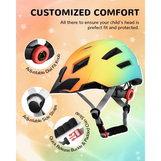 FUNWICT Gyerek Kerékpár Sisak 52-56 cm, Állítható Sportsisakok Fiúknak és Lányoknak