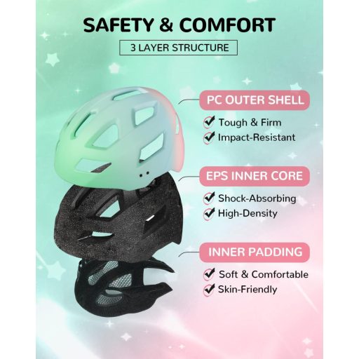 FUNWICT Gyerek Kerékpár Sisak 52-56 cm, Állítható Sportsisakok Fiúknak és Lányoknak