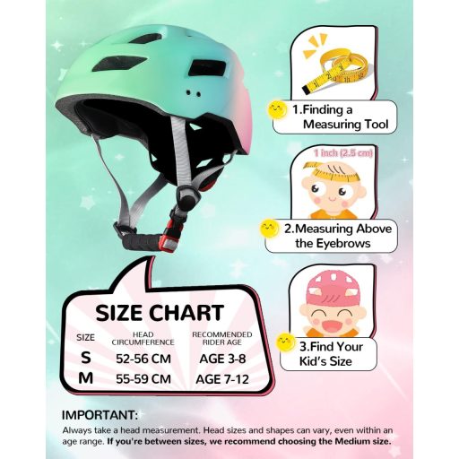 FUNWICT Gyerek Kerékpár Sisak 52-56 cm, Állítható Sportsisakok Fiúknak és Lányoknak