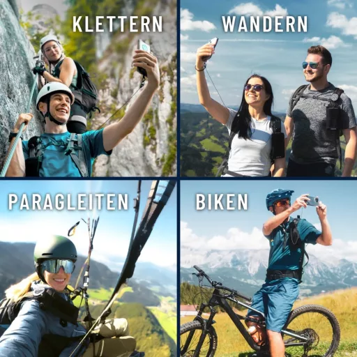 REELOQ PRO Smartphone Biztonsági Hátizsák Telefontartó 360° Visszahúzható Kötéllel Fekete