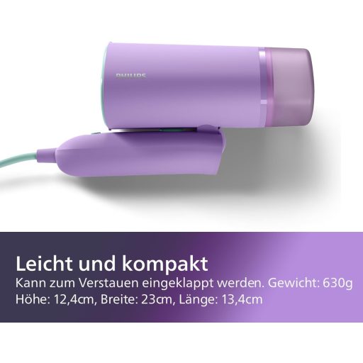 Philips 3000 hordozható gőzölő 1000W kompakt összecsukható lila
