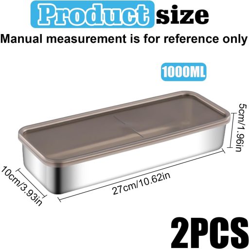 WIYETY Nerezová nádoba na potraviny 1000 ml - Vzduchotesná, vhodná do chladničky, stohovateľná dóza na mäso, údeniny, do domácnosti