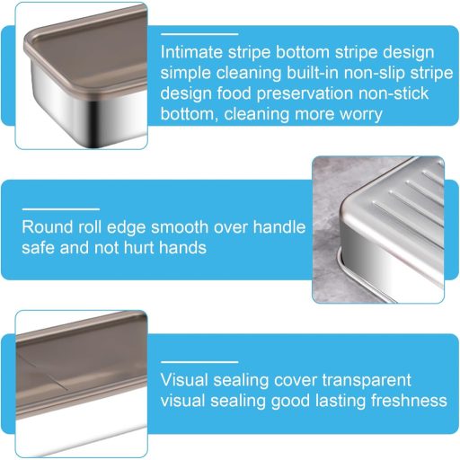 WIYETY Rozsdamentes Acél Ételtároló Doboz 1000ml - Légmentes, Hűtőbe Rakható, Egymásra Helyezhető Tárolóedény Húshoz, Felvágotthoz, Otthoni