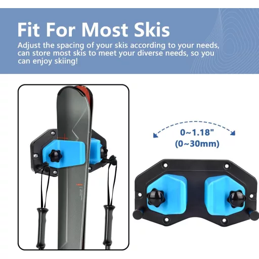 Suport de perete pentru schiuri și snowboard BOOSTEADY, raft de depozitare montat pe perete