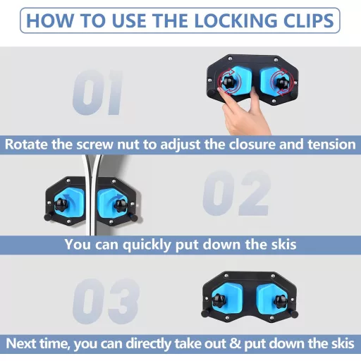 Suport de perete pentru schiuri și snowboard BOOSTEADY, raft de depozitare montat pe perete