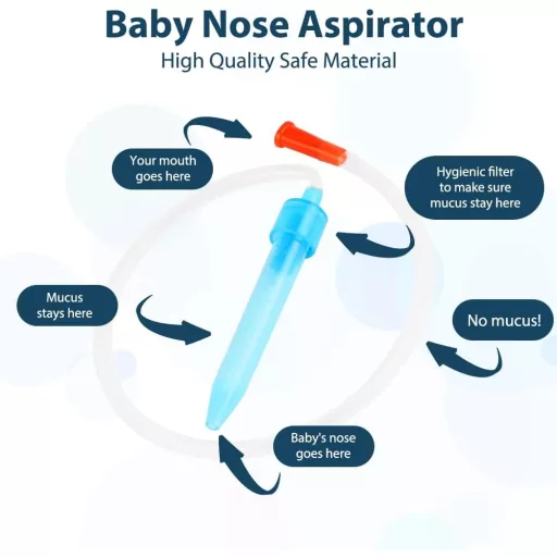 Aspirator nazal Aolso pentru bebeluși cu 40 de filtre, cap moale de silicon, de la 0 luni