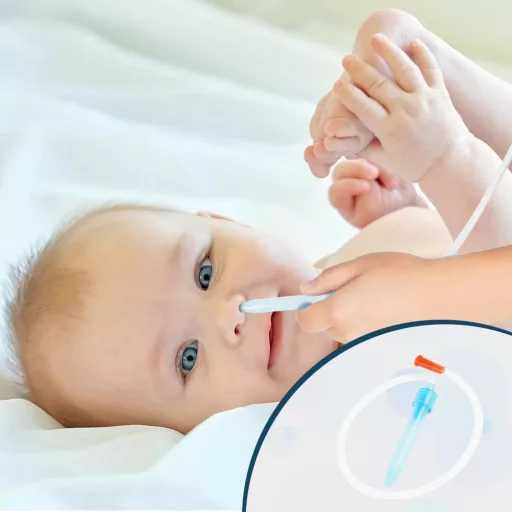 Aspirator nazal Aolso pentru bebeluși cu 40 de filtre, cap moale de silicon, de la 0 luni