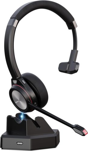 Beebang Căști Wireless, Cască Mono Bluetooth 5.2 cu Microfon și Adaptor USB pentru PC, Autonomie 30 Ore, Mac, Skype, Teams, Zoom