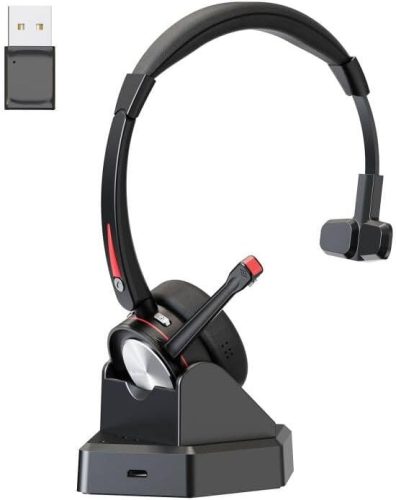 Beebang Căști Bluetooth cu Microfon pentru PC - Căști fără fir cu Adaptor USB și Stație de Încărcare, Autonomie 40 Ore, Teams și Skype