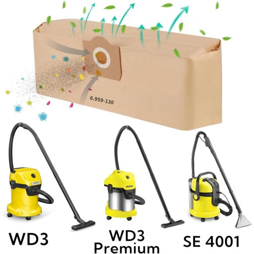 FINEVERNEK WD3 porszívó szűrőzsák 5db Kärcher 6.959-130.0 kompatibilis