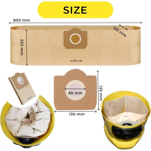 FINEVERNEK WD3 porszívó szűrőzsák 5db Kärcher 6.959-130.0 kompatibilis