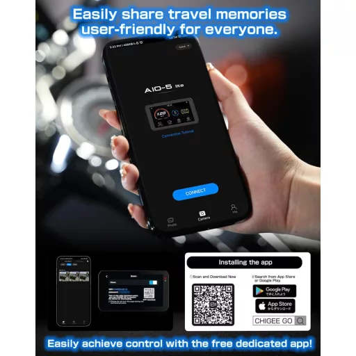 CHIGEE AIO-5 Lite motocyklová navigácia s CarPlay a Android Auto, BSD, 5" LCD, vodotesná súprava IP67