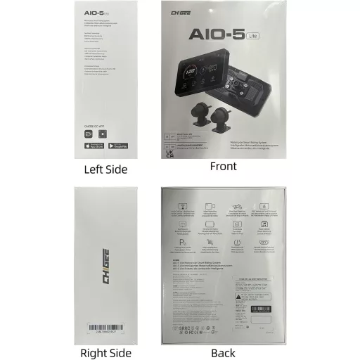 CHIGEE AIO-5 Lite Motorkerékpár CarPlay Android GPS Navigáció, BSD, 5" LCD, IP67 Vízálló szett