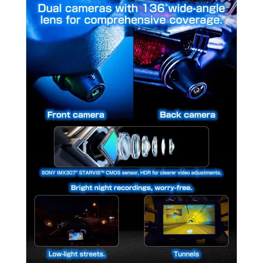 CHIGEE AIO-5 Lite Motorkerékpár CarPlay Android GPS Navigáció, BSD, 5" LCD, IP67 Vízálló szett