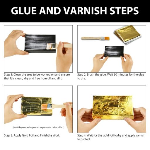 Aolso Aranylevél Ragasztó Szett 200ml Ecsettel és 100db Levéllel Kézműves Festéshez