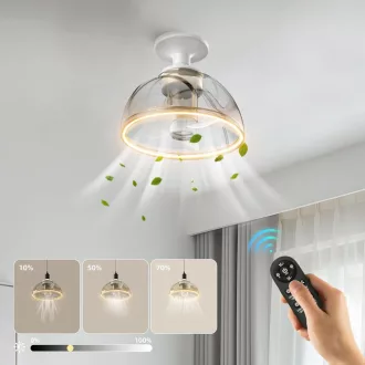   Plafonieră cu ventilator LED Zuske 20cm, 8W, reglabilă, cu telecomandă, silențioasă, 3000K