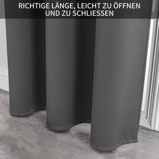 Joydeco Sötétítő Ajtófüggöny Fülekkel - Sötétszürke Hőszigetelő Függöny Hangszigetelő Funkcióval Hálószobába, Nappaliba, Mosható Poliészter