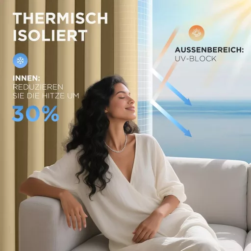 Joydeco bež zavjesa za zamračivanje vrata, 132x210 cm, toplinska i zvučna izolacija