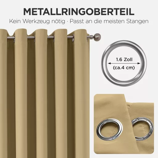 Joydeco bež zavjesa za zamračivanje vrata, 132x210 cm, toplinska i zvučna izolacija