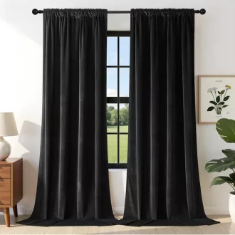   Joydeco sötétítő függöny fekete 225x132 cm 2 db velúr hőszigeteléssel