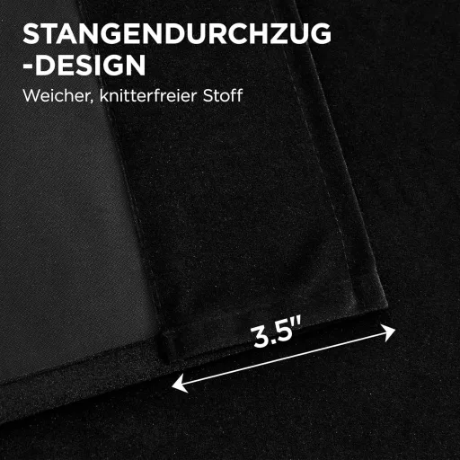 Joydeco sötétítő függöny fekete 225x132 cm 2 db velúr hőszigeteléssel