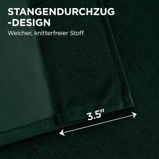 Joydeco sötétzöld bársony függöny 240x140 cm, 2 darab, hőszigetelő
