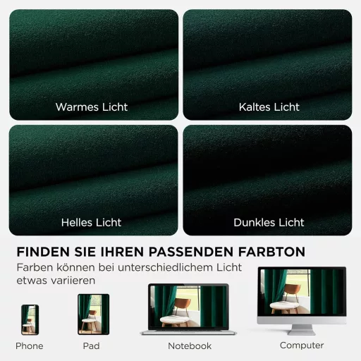 Joydeco sötétzöld bársony függöny 240x140 cm, 2 darab, hőszigetelő